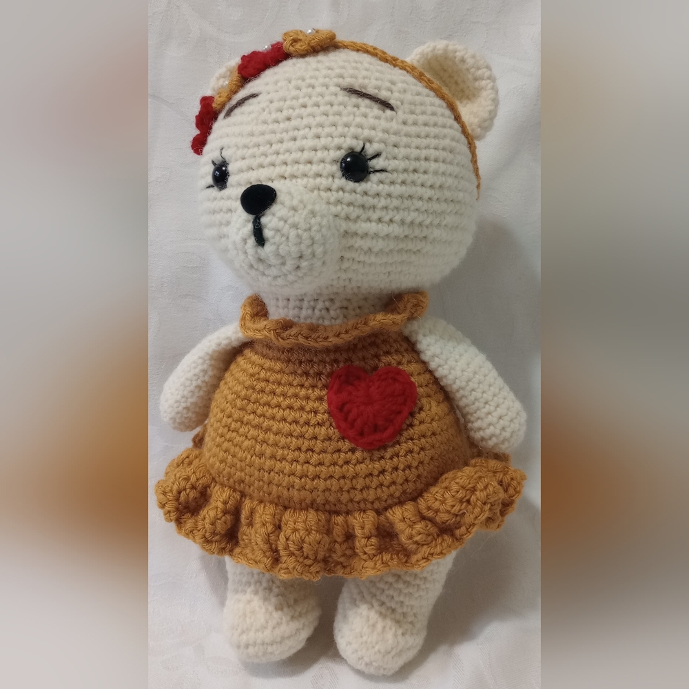 Crochet Bear With Dress And Headband